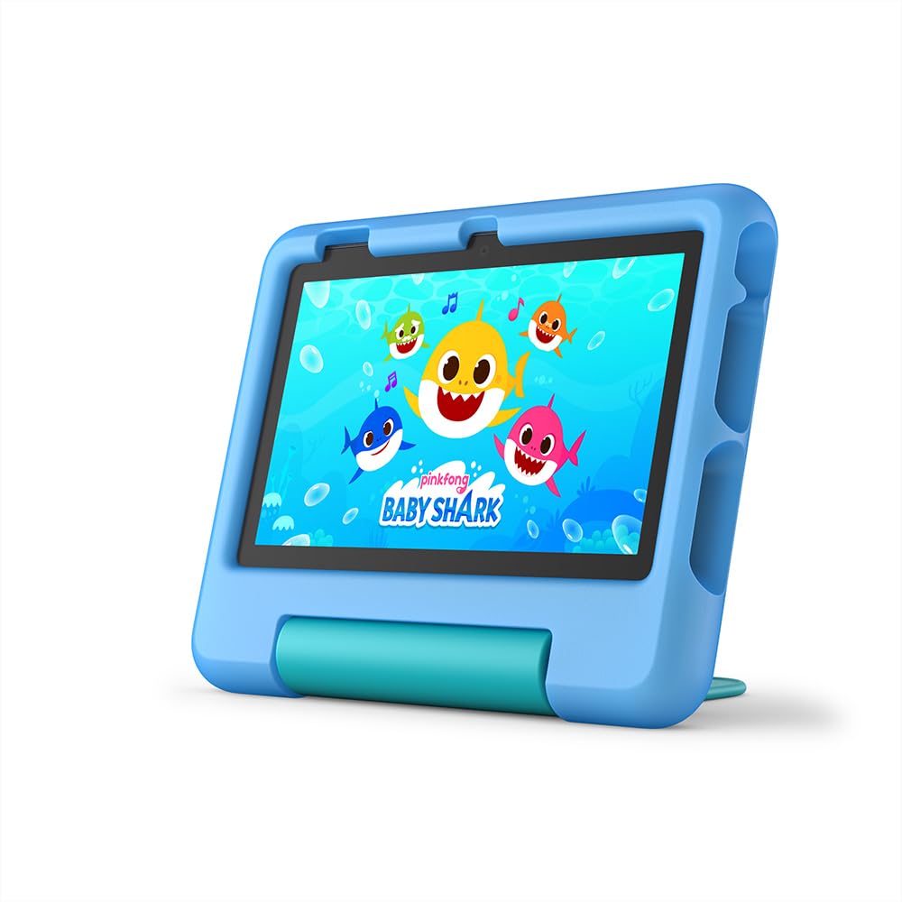 Amazon Fire 7 Kids tablet (newest model) ages 3-7. Top-selling 7" kids tablet on Amazon. Includes ad-free and exclusive content, easy parental controls, 10-hr battery, 16 GB, Purple