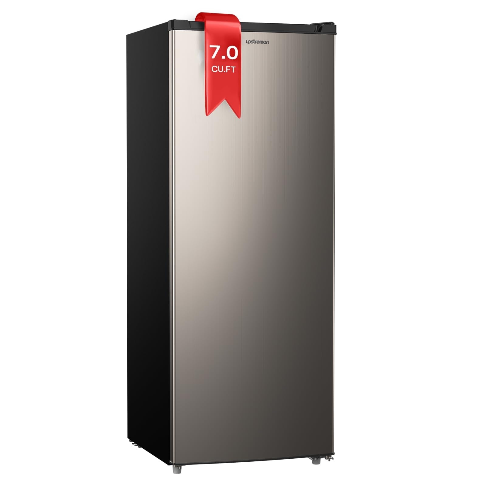 Upstreman 7.0 Cu.Ft Upright Freezer, Large Capacity Stand Up Freezer with 5 Adjustable Shelves, Convertible Refrigerator/Freezer, Reversible Door for Home, Basement, Apartment (White)