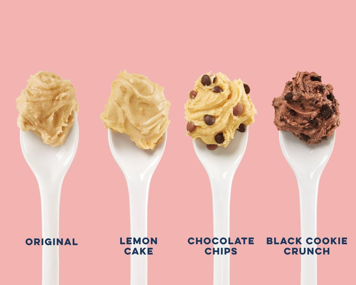 Spooning Cookie Dough Bundle, Keksteig zum Löffeln in 4 verschiedenen Sorten, Classic, Chocolate Chips, Black Cookie Crunch, Lemon Cake, 4x 215g