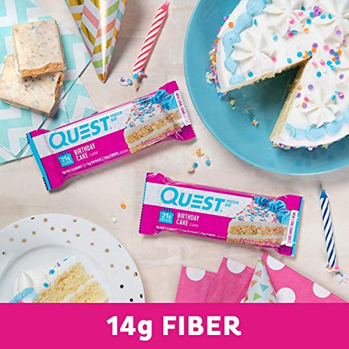Quest Nutrition Chocolate Chip Dough Cookie Protein Bars, 21g Protein, 1g Sugar, 4g Net Carbs, High Fiber, Gluten Free, Keto-Friendly, 12 Count