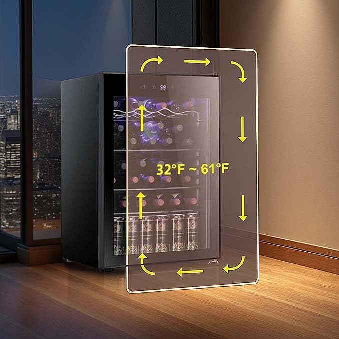 Antarctic Star Wine Cooler, Beverage Refrigerator, 16 Bottle Freestanding Quiet Wine Cellar Front Glass Door for Home and Bar, Digital Temp Control, 1.71 Cu.Ft.