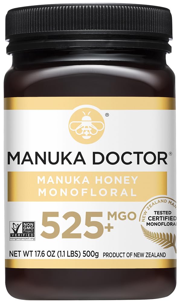 Manuka Doctor - MGO 525+ Manuka Honey Monofloral, 100% Pure New Zealand Honey. Certified. Guaranteed. Raw. Non-GMO (8.75 oz)