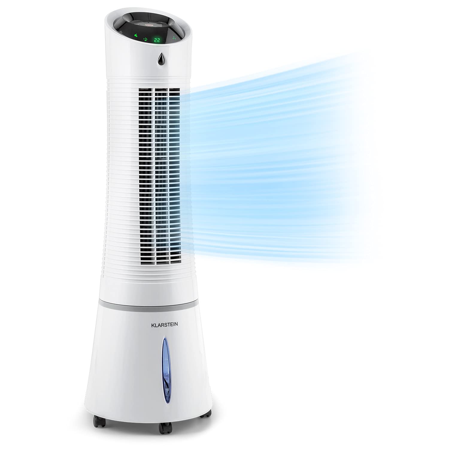 Klarstein Luftkühler mit Wasserkühlung, 5-in-1 Verdunstungskühler, Luftbefeuchter, Ventilator, Luftreiniger & Nachtmodus, Mobile Klimageräte Luftkühler 6L, 45 Watt Air Cooler, 180 m³/h Luftstrom