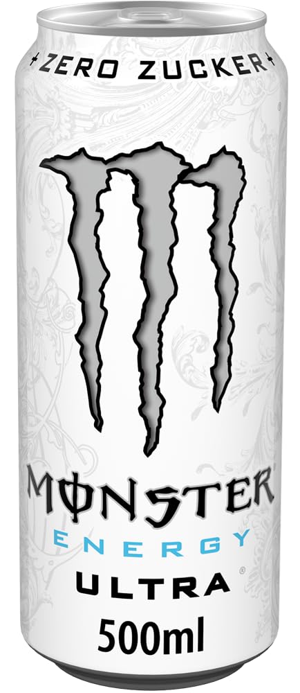 Monster Energy Ultra White - koffeinhaltiger Energy Drink mit sanftem Zitrus-Geschmack - ohne Zucker und ohne Kalorien - in praktischen Einweg Dosen (12 x 500 ml)