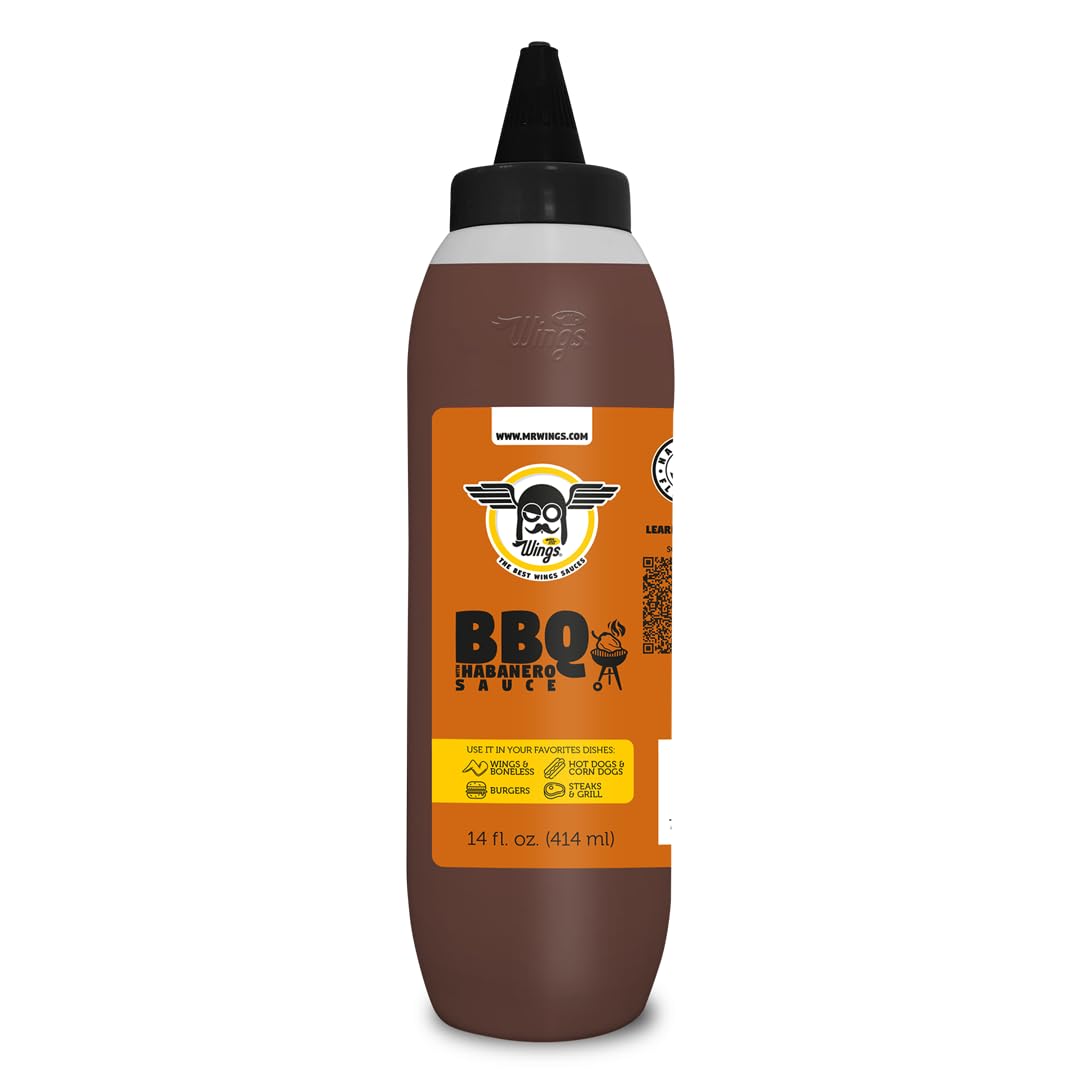 Mr. Wings Sweet Mango Mild Sauce 1 Gallon (128 Fl Oz). Sweet and spicy delight, perfect for boneless chicken, fries, drinks, and your favorite snacks. Large bulk sauce.