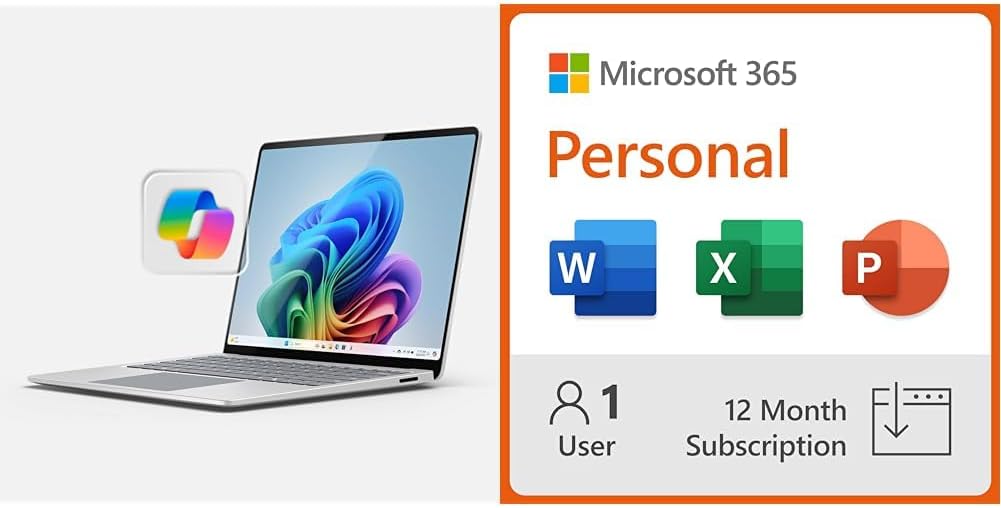 Microsoft Surface Laptop (2024), Windows 11 Copilot+ PC, 13.8" Touchscreen Display, Snapdragon X Elite (12 core), 16GB RAM, 1TB SSD Storage, Platinum