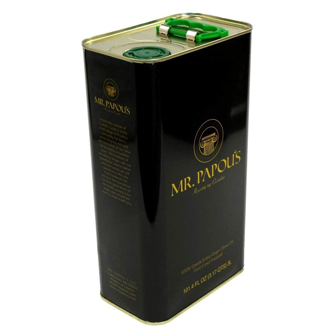 Mr. Papou's | Extra Virgin Olive Oil | First Cold Pressed | Family Owned | Harvested in Greece | 3 Liter - 101.4 fl oz (3 Liter)