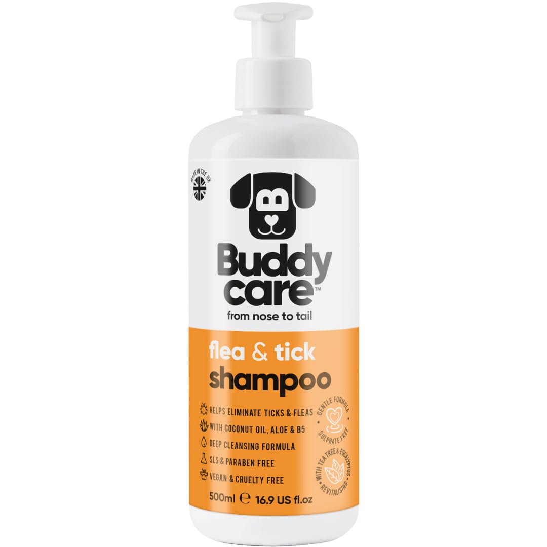 2in1 Hundeshampoo und Conditioner von Buddycare (500ml) - Praktisches Hundeshampoo langhaar und welpen Shampoo Mit Aloe Vera und Pro-Vitamin B5 Rückfettendes Shampoo Für Alle Hunderassen