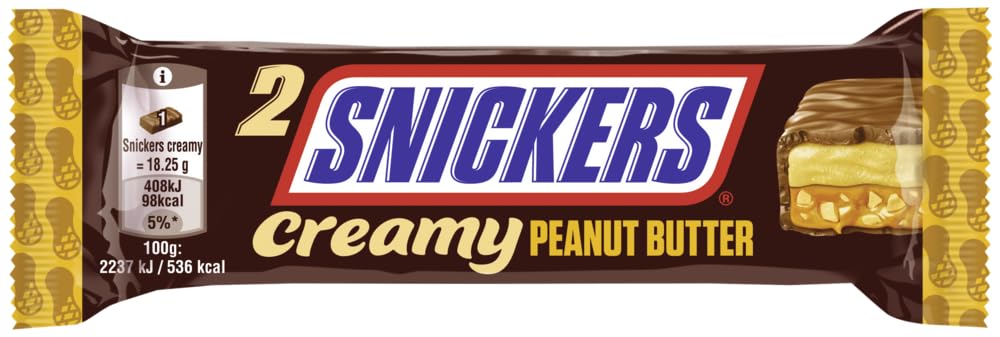 Snickers Creamy Peanut Butter, Schokolade Großpackung, Milchschokolade, Doppelriegel, 24 x 36,5g
