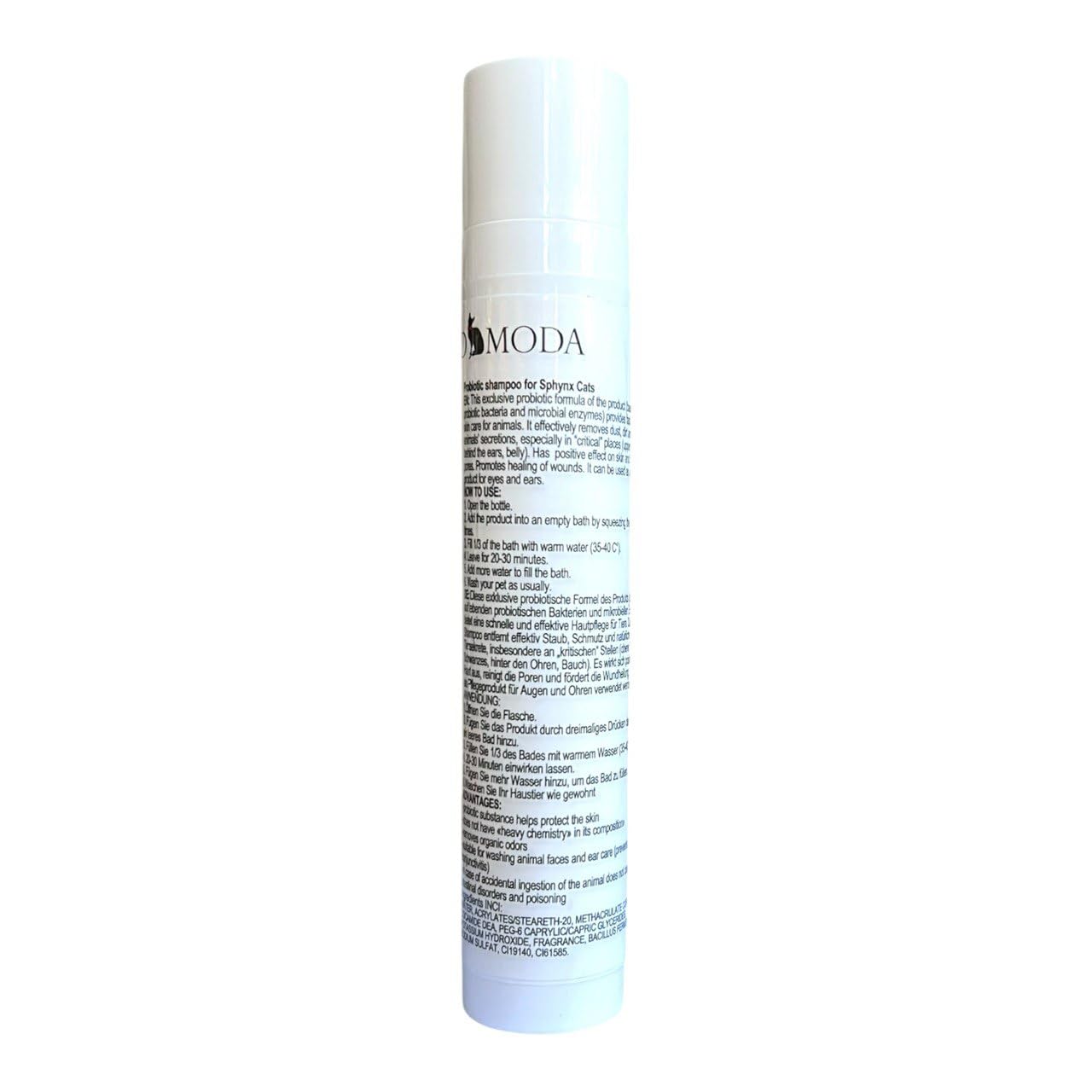 Probiotisches Shampoo für Sphynx-Katzen, sanfter parfümfreier Reiniger für haarlose und kurzhaarige Rassen, pH-balancierte Pflegeformel für empfindliche Haut, 120 ml / 4,06 FL oz