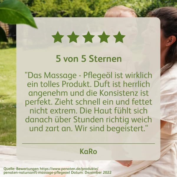 Penaten Pflegeöl 500ml, sanftes Baby Massageöl und Babyöl zur Pflege, Reinigung und Massage, ohne Parabene und Farbstoffe, für Neugeborene