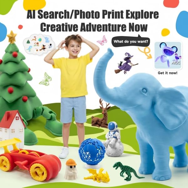 Entina Tina2C 3D Printer for Kids & Beginners, Fully Assembled Starter Mini 3D Printer, Start in 8 Mins, App & WiFi Control, Auto Leveling, 3000+ Model Library, 20+ Creative DIY Modules for STEM, Home