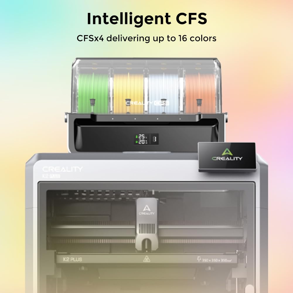 Official Creality K2 Combo 3D Printer, Multicolor 3D Printers with CFS, 600mm/s Printing Speed 300℃ Direct Drive Extruder Auto Leveling Chamber AI Camera, Printing Size 10.24x10.24x10.24 inch