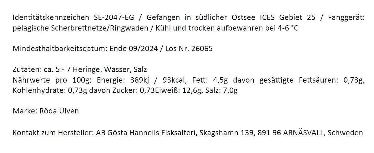 Surströmming Röda Ulven 300g Dose (fermentierte Heringe) - 400g/300g Fisch