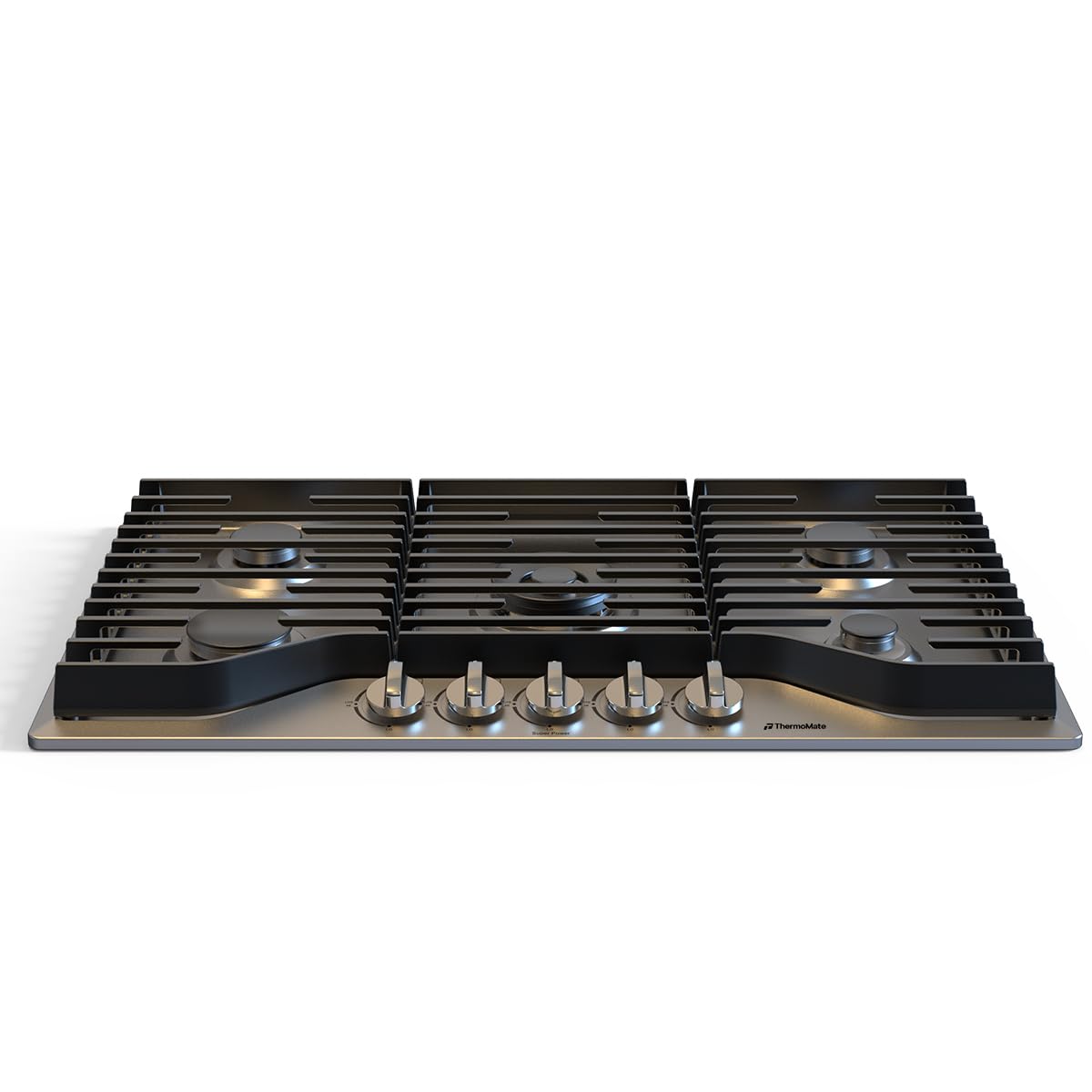 ThermoMate Heavy 36 Inch Gas Cooktop with 5 Italy Sabaf Power Burners, Built In Stove Top of 304 Stainless Steel, Gas Hob NG/LPG Convertible, Cooker with Thermocouple Protection CSA Certified