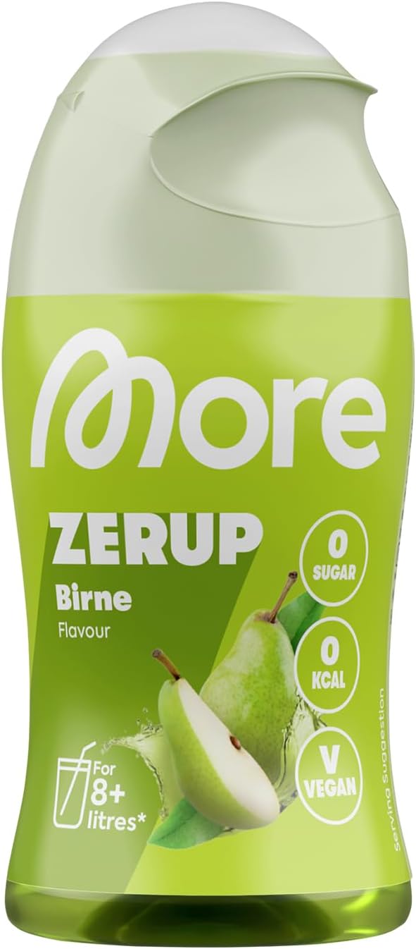 MORE Zerup, Peach Iced Tea, 65 ml, für bis zu 8 l Fertiggetränk, zuckerfreier Sirup mit u.a. echten Fruchtextrakten, vegan, zero Kalorien - made in Germany