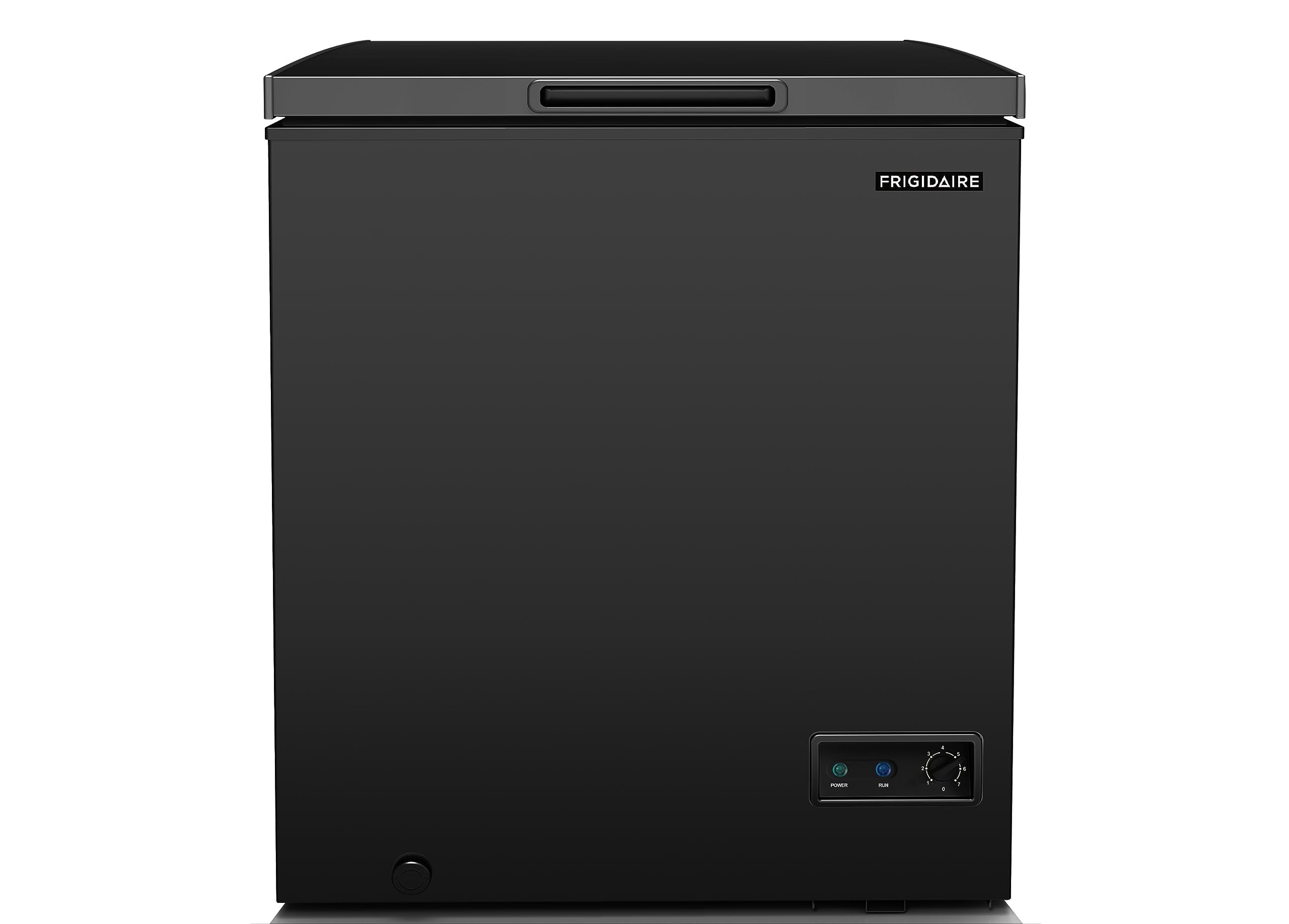 FRIGIDAIRE EFRF7003-BLACK Chest Deep Freezer, 7 Cu. Ft, Black Adjustable Thermostat-Removable Vinyl Coated Wire Basket-Easy Defrost Drain