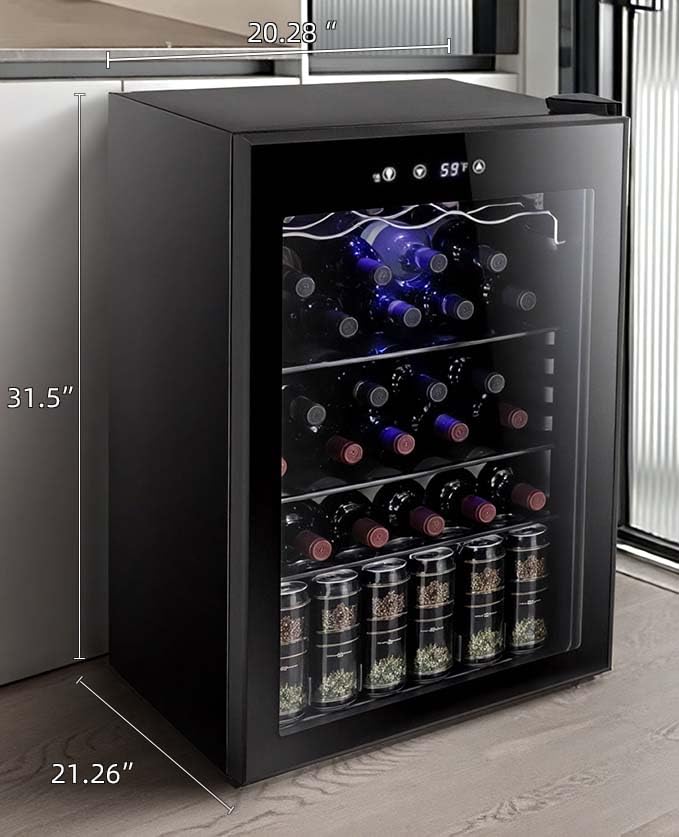 Antarctic Star Wine Cooler, Beverage Refrigerator, 16 Bottle Freestanding Quiet Wine Cellar Front Glass Door for Home and Bar, Digital Temp Control, 1.71 Cu.Ft.