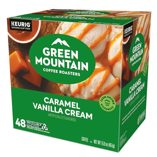 Green Mountain Coffee Roasters Caramel Vanilla Cream Keurig Single-Serve K-Cup pods, Light Roast Coffee, 72 Count