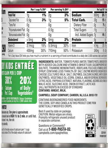 SpaghettiOs Canned Pasta with Meatballs, 15.6 oz Can (12 Pack)