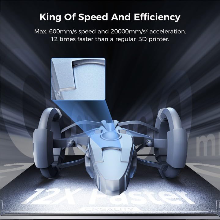 Creality K1C 3D Printer, 3D Printers with 600mm/s Fast Printing Speed, Support Carbon Fiber Filament 300℃ High-Temp Print, Auto Leveling and Clog-Free Direct Extruder 8.66x8.66x9.84 inch