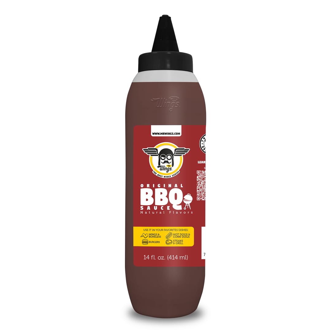 Mr. Wings Sweet Mango Mild Sauce 1 Gallon (128 Fl Oz). Sweet and spicy delight, perfect for boneless chicken, fries, drinks, and your favorite snacks. Large bulk sauce.