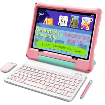 aiprotablet Kids Tablet, Android 16 Tablet for Kids 10 inch Octa-Core 2.2GHz with Case, 30GB RAM 64GB ROM, 2TB Expand, Parental Control, Dual Camera, BT, WiFi, with Keyboard Mouse Stylus, Gift (Pink)