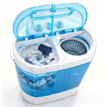 ZenStyle Portable Washer Compact Twin Tub 9.9 LB Mini Top Load Washing Machine Washer/Spinner w/ 6.57 FT Inlet Hose