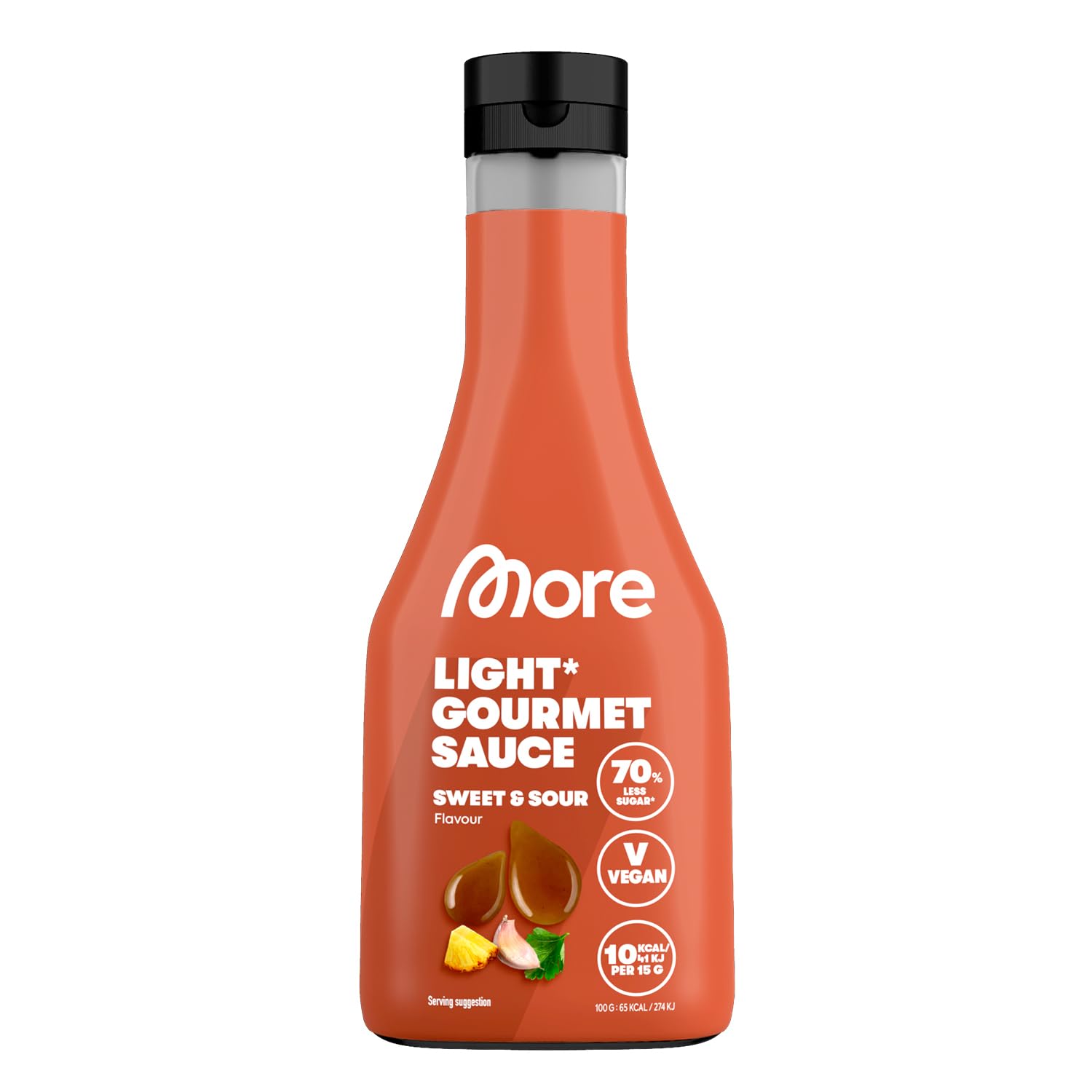 MORE NUTRITION Light Gourmet Sauce, 285ml - BBQ, kalorienreduzierte Sauce, ohne Zuckerzusatz und unnötigem Fett