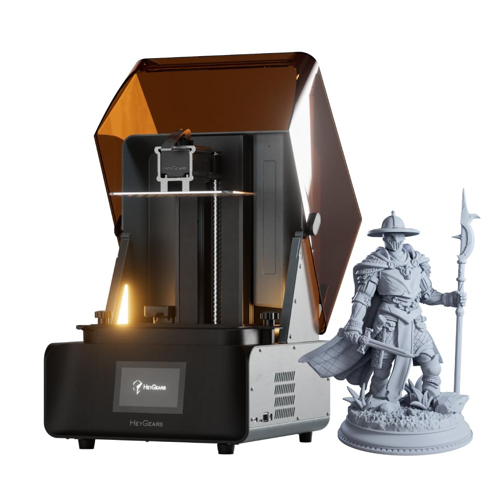 Heygears Reflex RS Turbo Resin 3D Printer with Amber Screen, High Contrast Ratio of 566:1, Delivering ±2μm High Precision and 4.5s/Layer High Speed, C5 Industrial Z-Axis and Auto Leveling