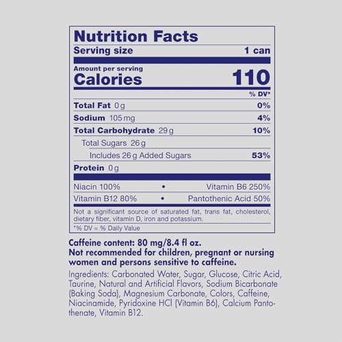 Red Bull Energy Drink with 80mg Caffeine plus Taurine & B Vitamins, 8.4 Fl Oz, 6 Packs of 4 Cans (Pack of 24)