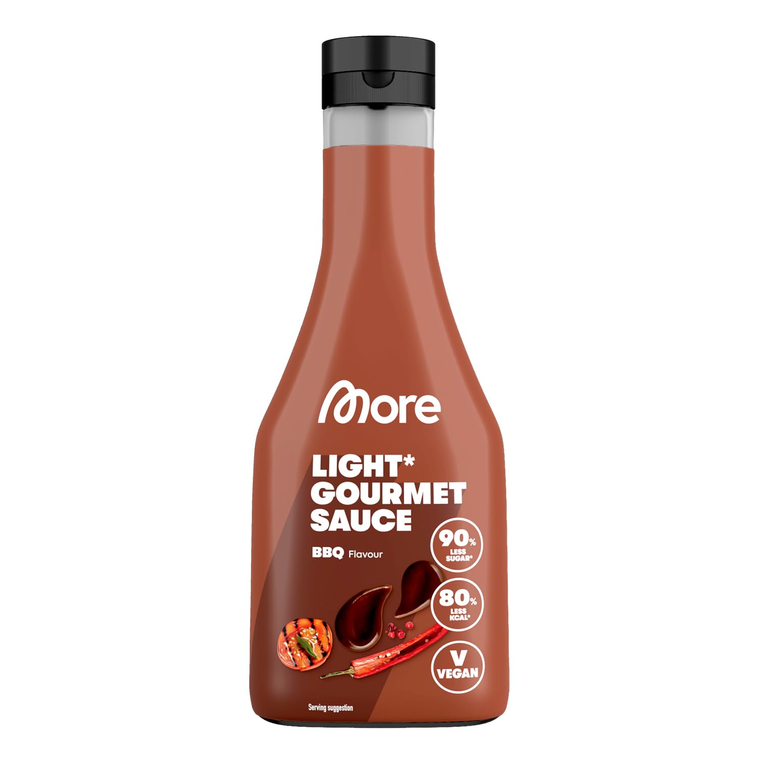 MORE NUTRITION Light Gourmet Sauce, 285ml - BBQ, kalorienreduzierte Sauce, ohne Zuckerzusatz und unnötigem Fett