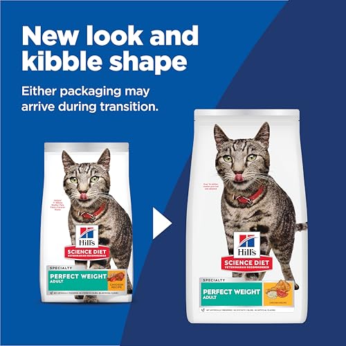 Hill's Science Diet Perfect Weight, Adult 1-6, Weight Management Support, Dry Cat Food, Chicken Recipe, 7 lb Bag