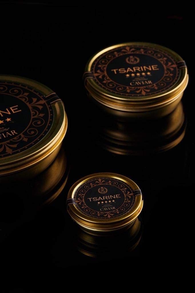 Schwarzer Störkaviar | Sibirischer Stör | Acipenser baerii | Fischkaviar | Malossol-Kaviar | Schwarzer Kaviar | Marke - TSARINE Caviar | Kostenlose Express-Kühllieferung (100g)