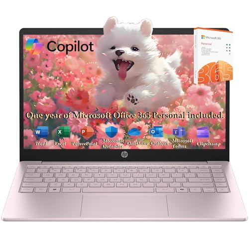 HP Laptop 2026 Edition with Copilot AI, 32GB RAM, 1TB SSD + 128GB UFS, Intel Processor, Long Battery Life, Lightweight, 1 Year Office 365, Windows 11 Home S for Students & Office, Type-C HUB, Pink