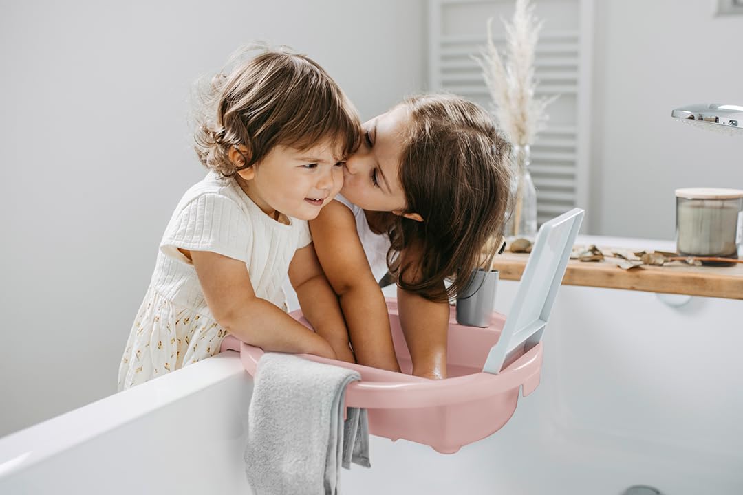 Rotho Babydesign Kiddy Wash - Kinderwaschbecken - Waschbecken - mobiles Kinderwaschbecken für die Badewanne - mit Spiegel- Ideal für Bad & Kinderzimmer grün