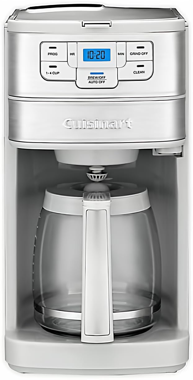 Cuisinart Automatic Grind & Brew 12-Cup Coffee Maker with Blade Grinder, Programmable Coffee Machine Glass Carafe with 1-4 Cup Setting, Brew Pause, Grind-Off Option, DGB-400NAS, Black/Stainless Steel