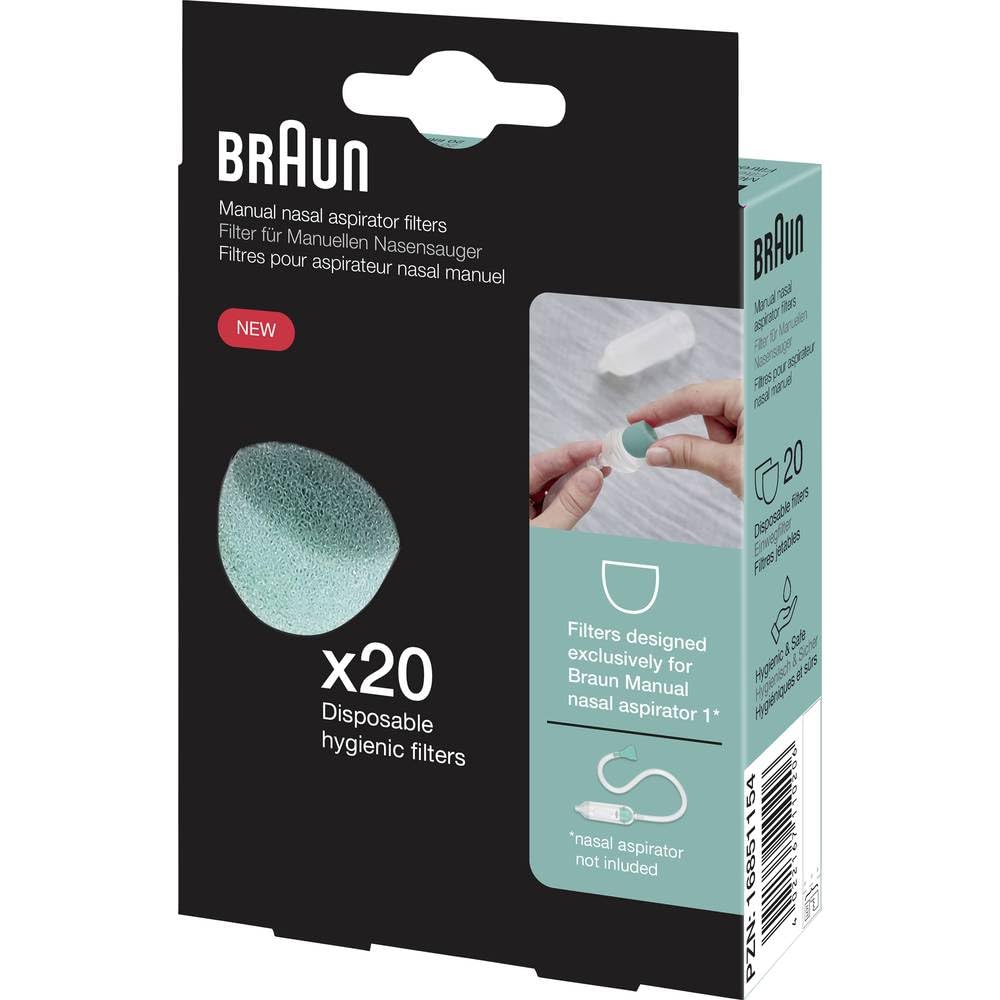 Braun Nasensauger 1 | Schleimlöser | Linderung für verstopfte Nasen | Elektrische Saugkraft | 2 Saugstufen | Spitze in 2 Größen | Geeignet für Neugeborene, Baby und Kinder | Spülmaschinenfest | BNA100