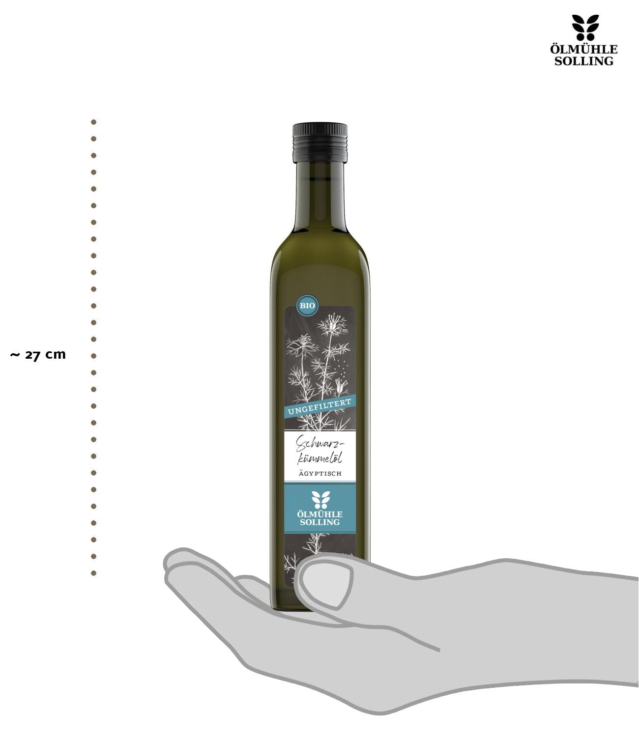 Ölmühle Solling Schwarzkümmelöl - UNGEFILTERT - kaltgepresst – 500ml - BIO