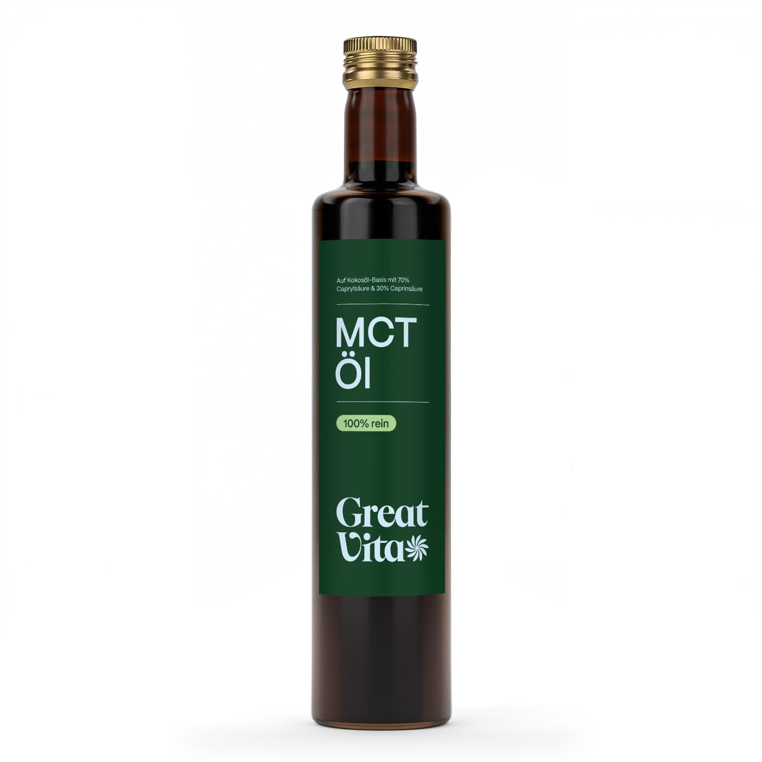 GreatVita MCT Öl auf Kokosölbasis 2x 500 ml | C8 & C10 Fettsäuren, Premium Qualität - 70% Caprylsäure & 30% Caprinsäure - Aufdruck kann variieren