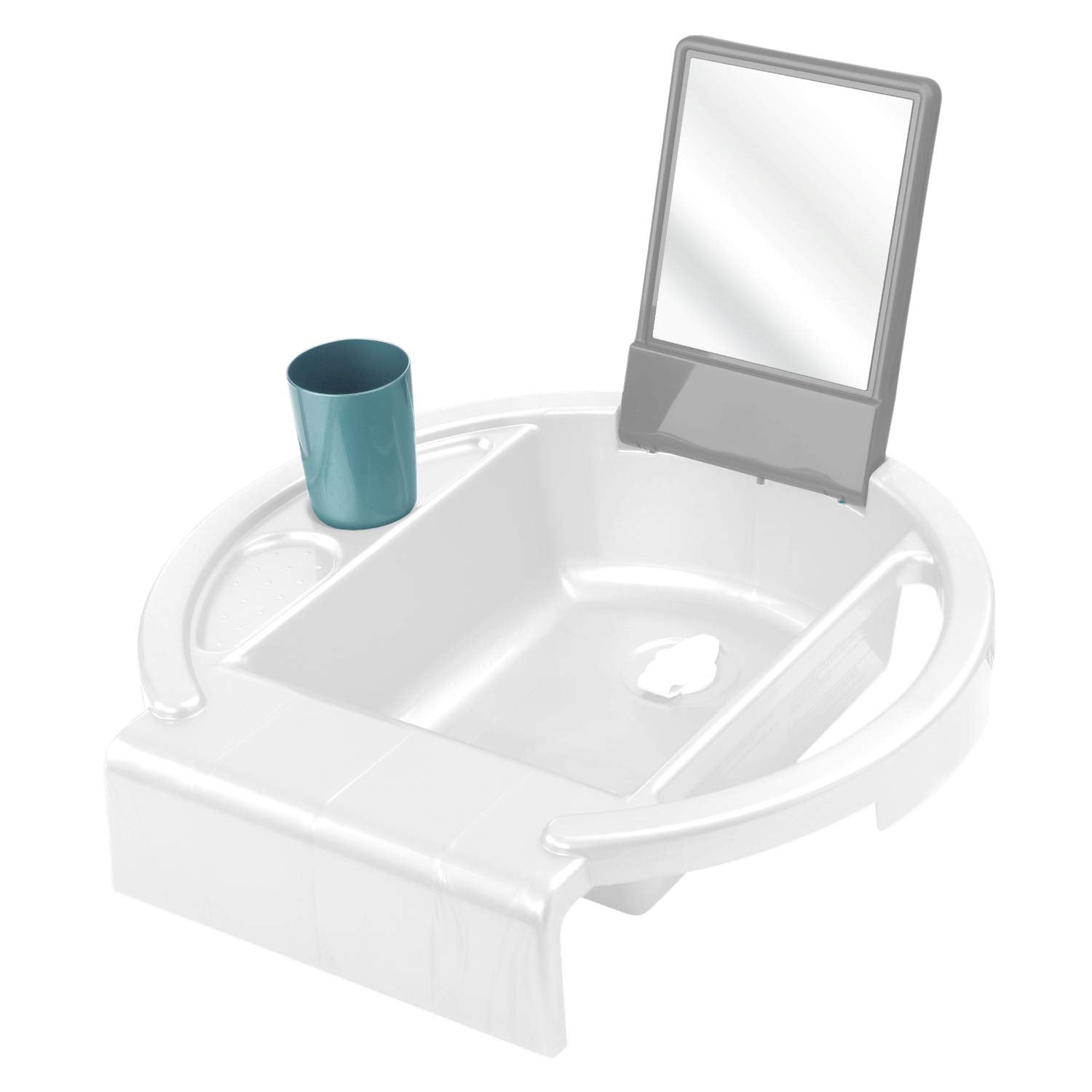 Rotho Babydesign Kiddy Wash - Kinderwaschbecken - Waschbecken - mobiles Kinderwaschbecken für die Badewanne - mit Spiegel- Ideal für Bad & Kinderzimmer grün