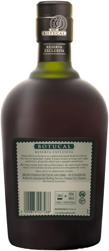 Botucal Reserva Exclusiva Rum - Geschenkempfehlung- Komplex und ausgewogen, mit einem langanhaltenden, verführerischen Abgang -0.7L/40% Vol.