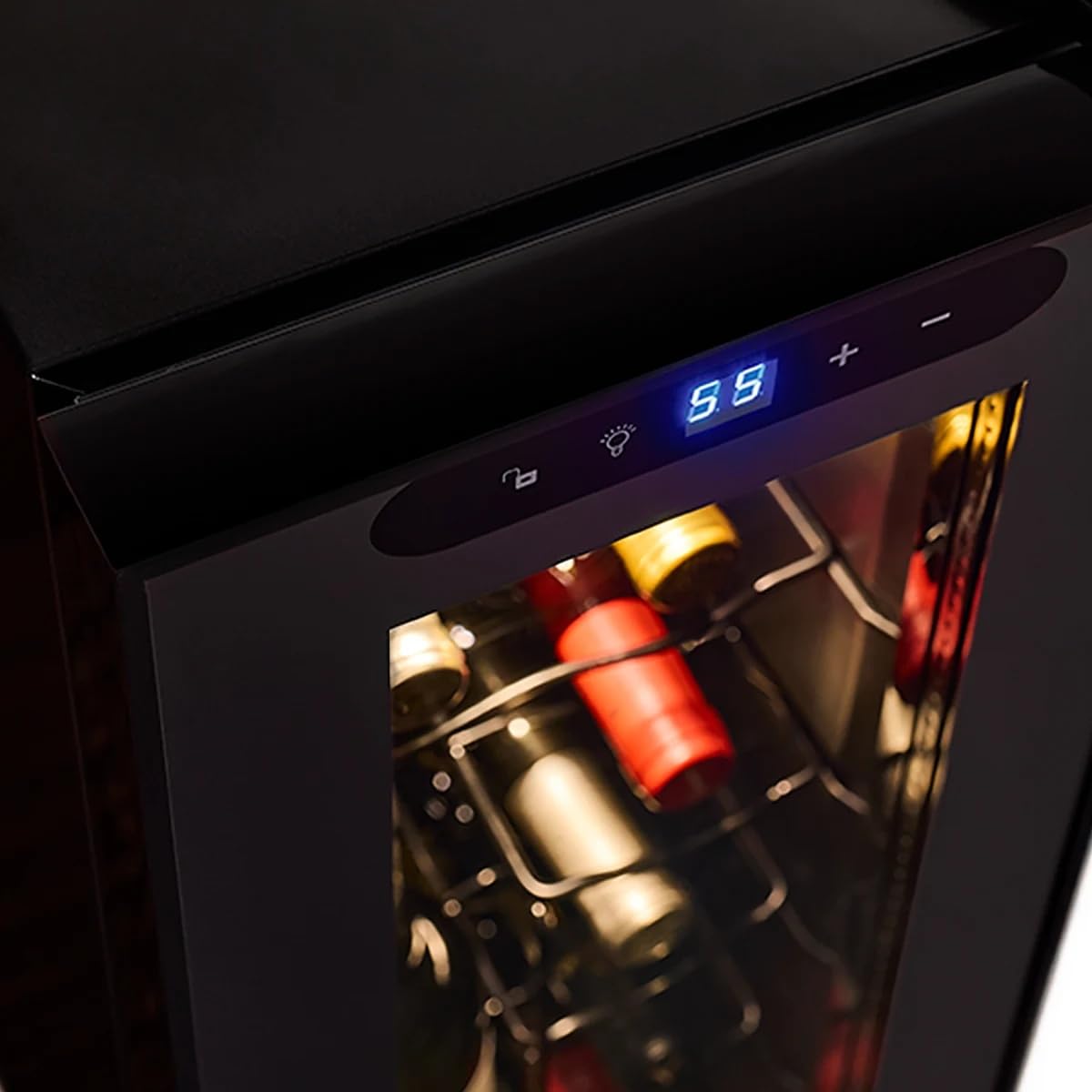 Wine Enthusiast 18-Bottle Slimline Dual Zone Wine Cooler - Energy Efficient Freestanding Wine Refrigerator - Upright Bottle Storage, Adjustable Thermostat, Digital Touchscreen (20.5” x 10.7" x 36.8”)