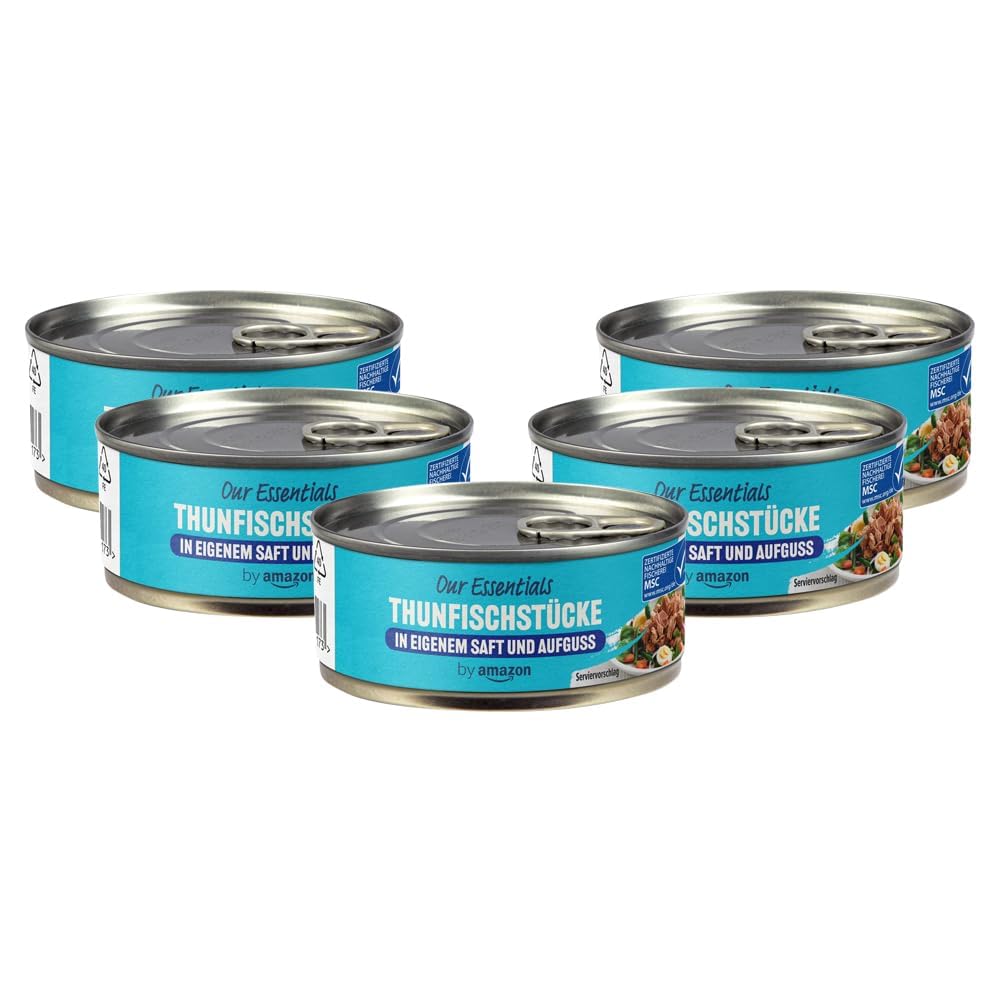 by Amazon Thunfischstücke in eigenem Saft und Aufguss, 145g (1er-Pack)