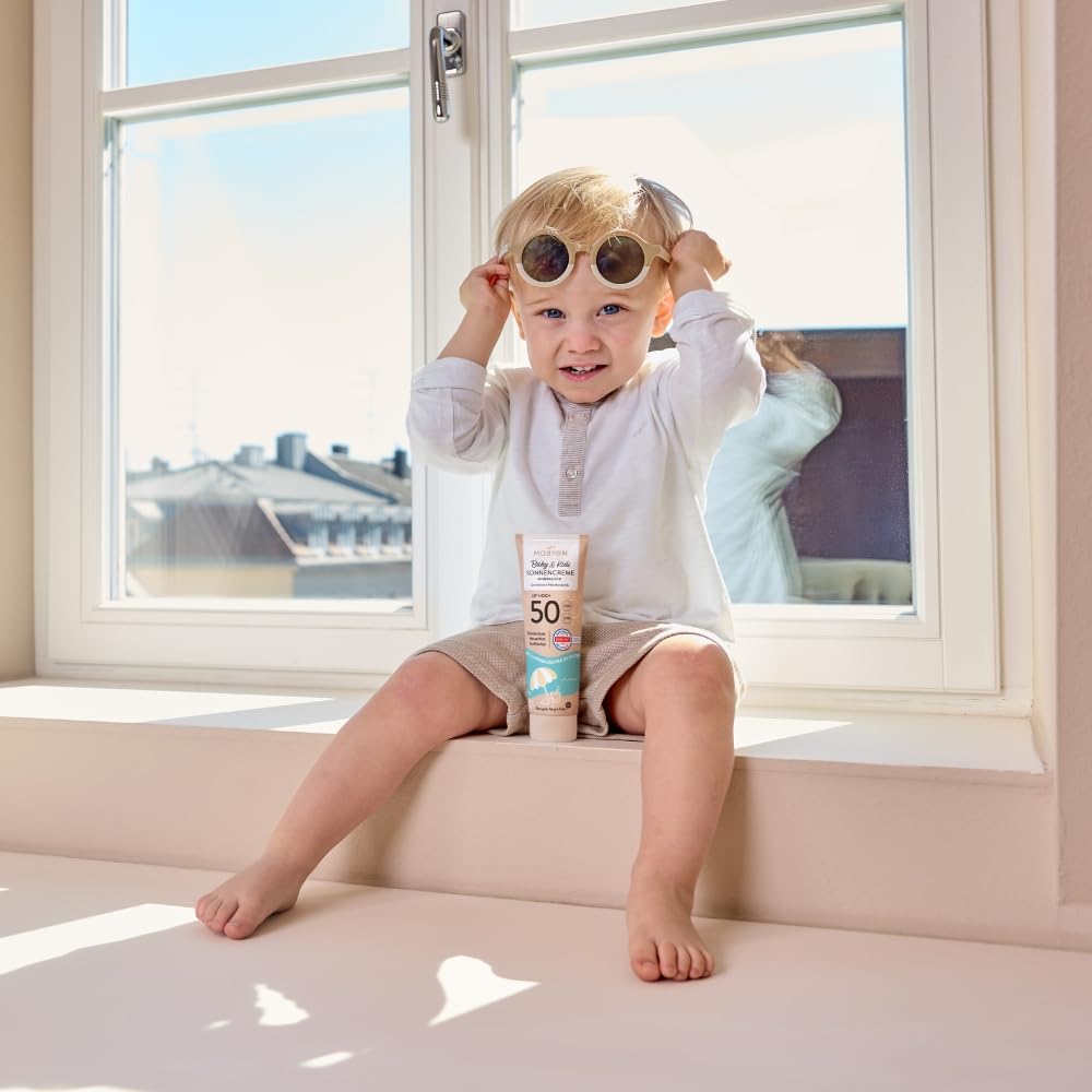 MABYEN Baby & Kids Sonnenspray LSF 50 und After Sun Lotion Set, 100% mineralischer UV-Filter aus Zinkoxid, parfümfrei, COSMOS Natural, 150 ml + 180 ml