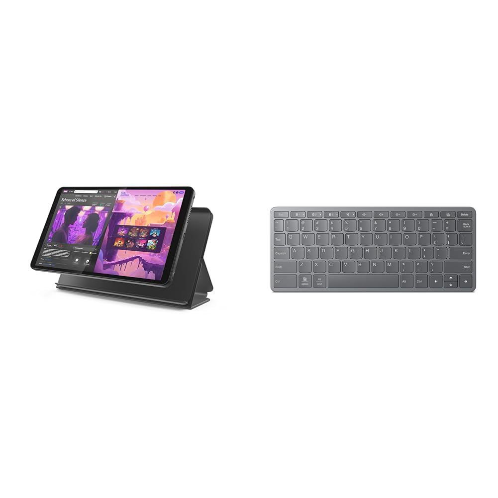 Lenovo Tab One - Lightweight Tablet - up to 12.5 Hours of YouTube Streaming - 8.7" HD Display - 4 GB Memory - 64 GB Storage - MediaTek Helio G85 - Includes Folio Case
