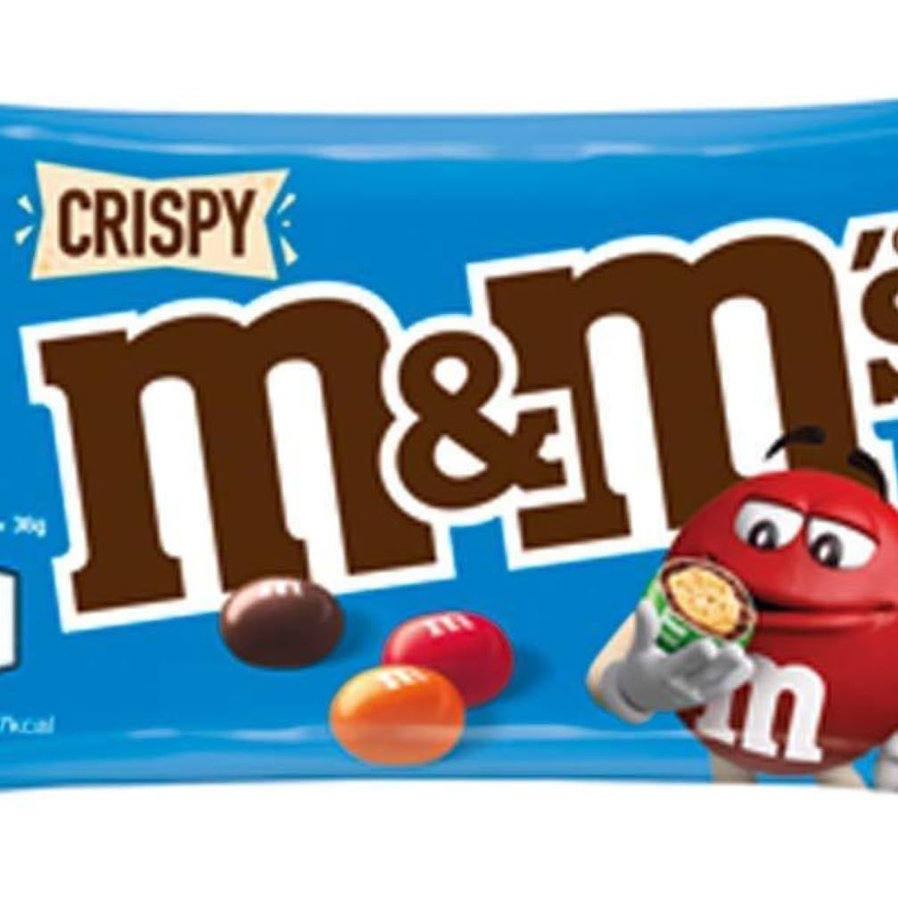 M&M's Crispy, Schokoladen Großpackung, 24 x 36g, Knusprige Schokolinsen als Süßigkeiten, Schokoladen Geschenk (816g)