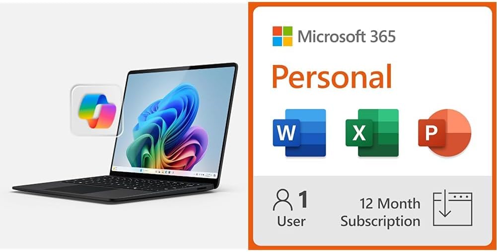 Microsoft Surface Laptop (2024), Windows 11 Copilot+ PC, 13.8" Touchscreen Display, Snapdragon X Elite (12 core), 16GB RAM, 1TB SSD Storage, Platinum