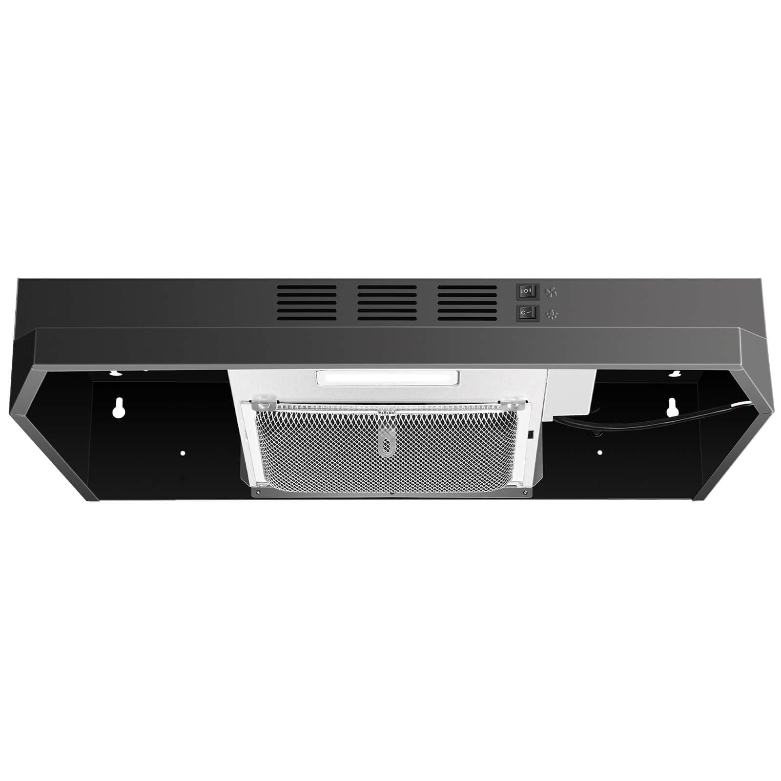 SNDOAS Range Hood 30 inch Under Cabinet, Ducted/Ductless Convertible Kitchen Hood, Stainless Steel Vent Hood with LED Light,Under Cabinet Hood with 2 Speed Exhaust Fan,Black