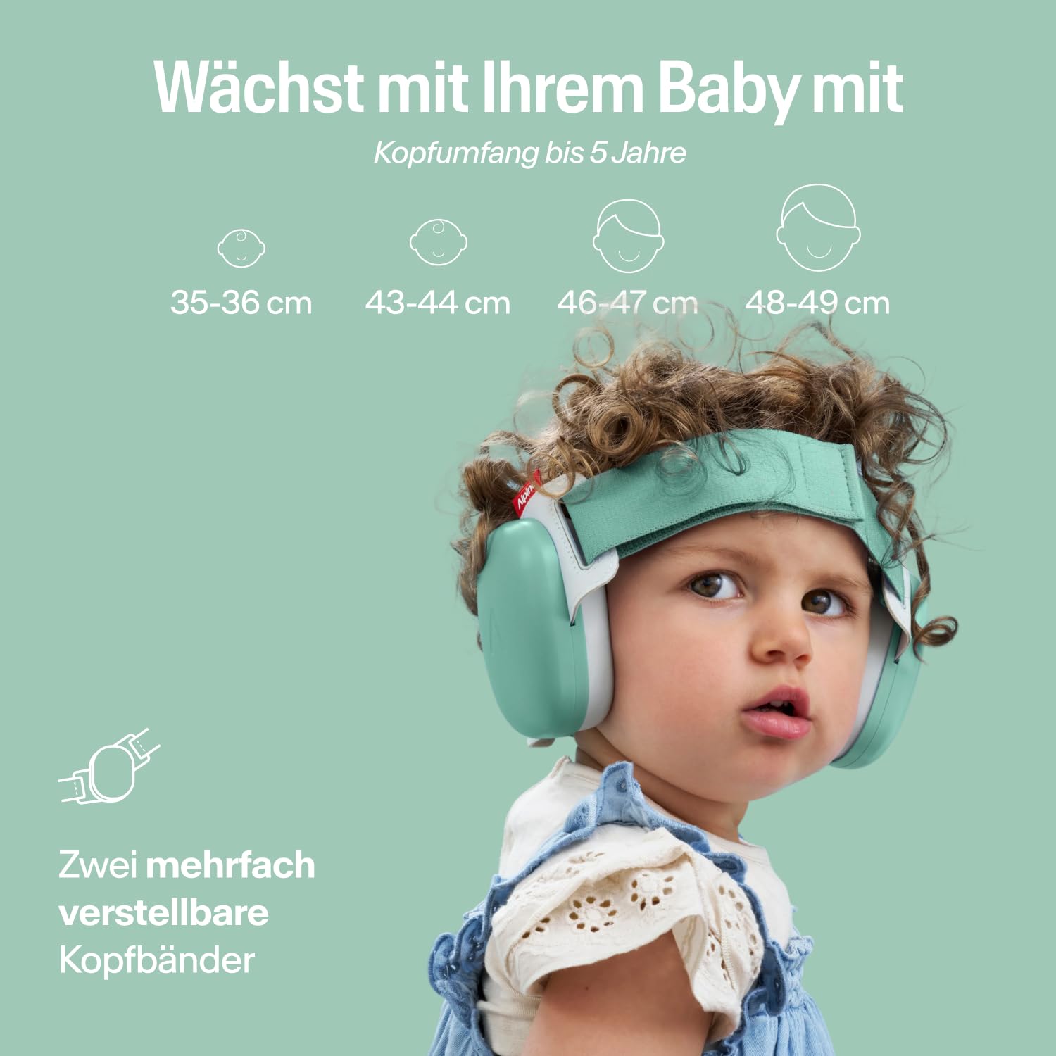 Alpine Muffy Baby Classic - Gehörschutz für Babys - Verstellbares ANTI-SLIP-Kopfband bis 48 Monate - In Deutschland auf Sicherheit getestet - Lärmschutz Kopfhörer verhindert Gehörschäden, Schwarz